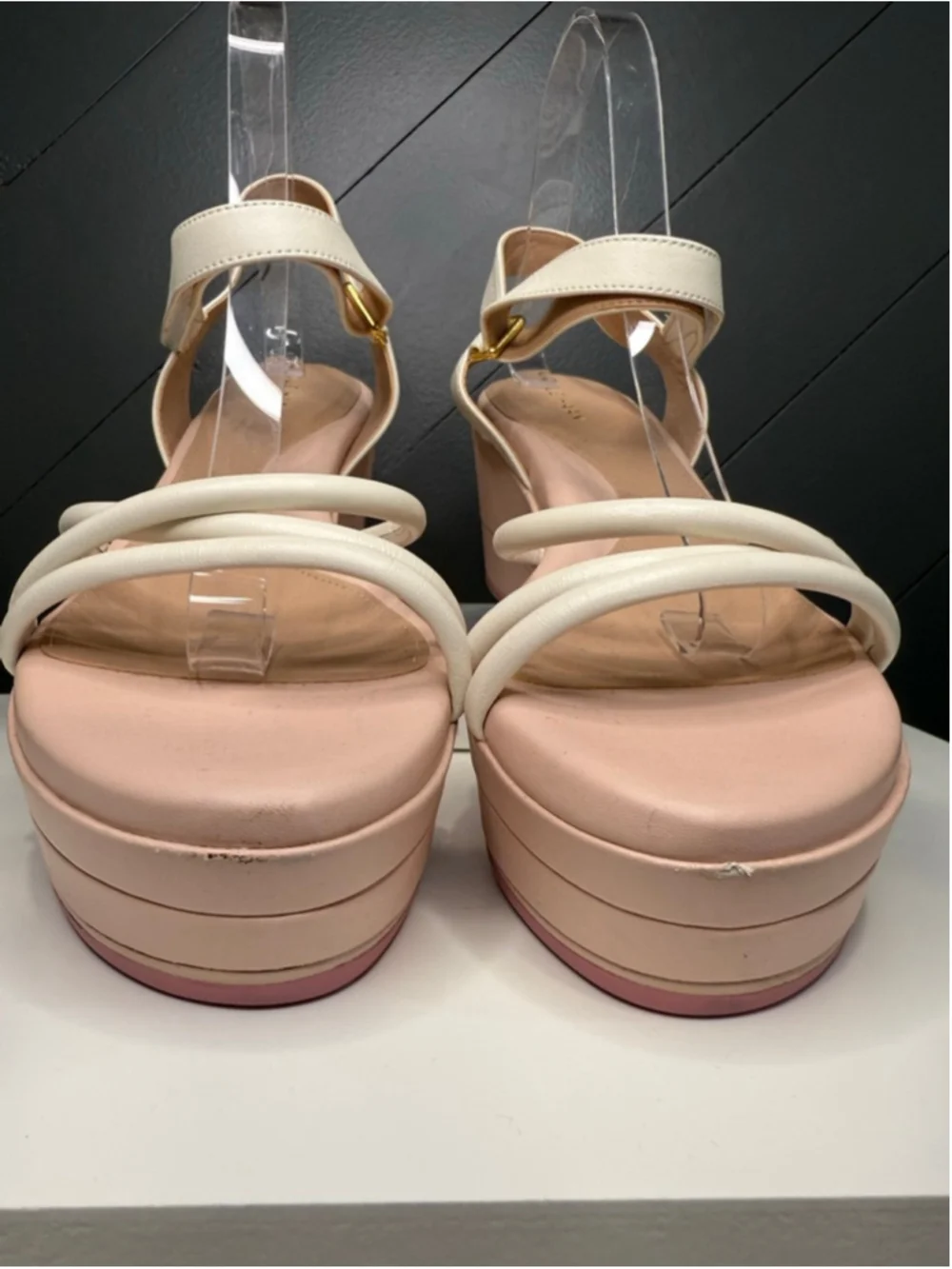 Cole Haan Cloudfeel Platform Sandals Pink White Comfort Size 10